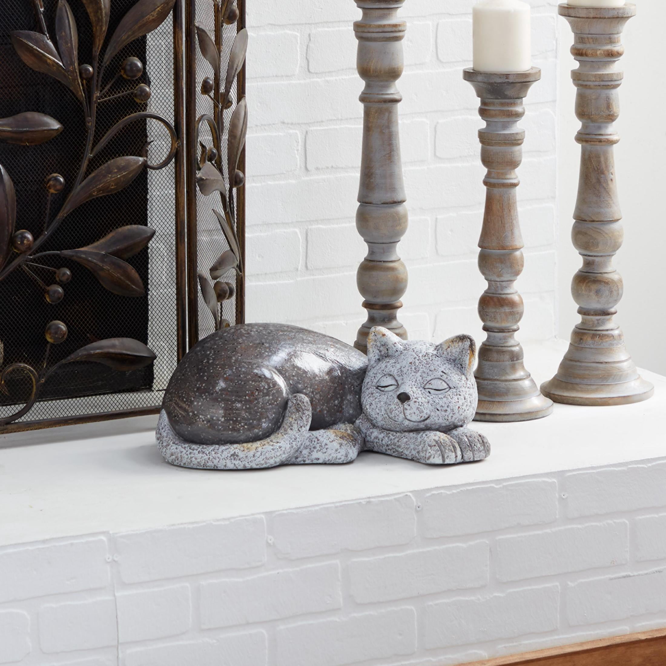 DecMode 7" Indoor Outdoor Cat Garden Sculpture