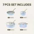 thumbnail image 2 of Chef Power 7 Pcs Ceramic Cookware Sets, Non-Stick Pots and Pans Set with Stainless Steel Handles, Dishwasher and Oven Safe, Light Blue with Light Gold Handles, 2 of 7