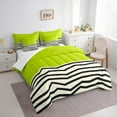 thumbnail image 3 of Erosebridal Geometric Swirl Striped Bedding Queen Size,Simple Geometric Lines Bed Set,Green White Bedding Sets Queen Size,Breathable Room Decoration Reversible,7pcs, 3 of 7