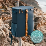 CleverMade Tahoe 24-Can Insulated Backpack Cooler, Foldable Soft Cooler, Ocean/Cognac
