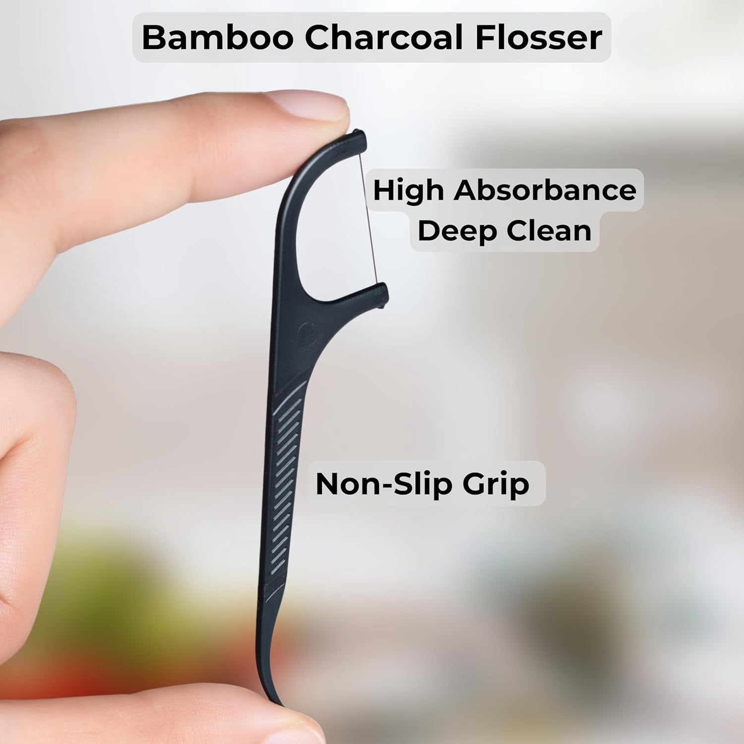 Dental Floss Picks, Floss Dispenser – Bamboo Charcoal Floss, Travel Friendly, Oral Care by General™ (Black, Dispenser 2pk)