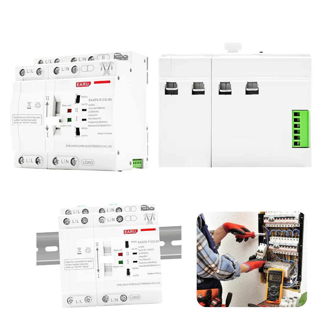 lanema Din Rail Mounted Power Transfer Switches 4P 110V/220V Electrical Selector Switches
