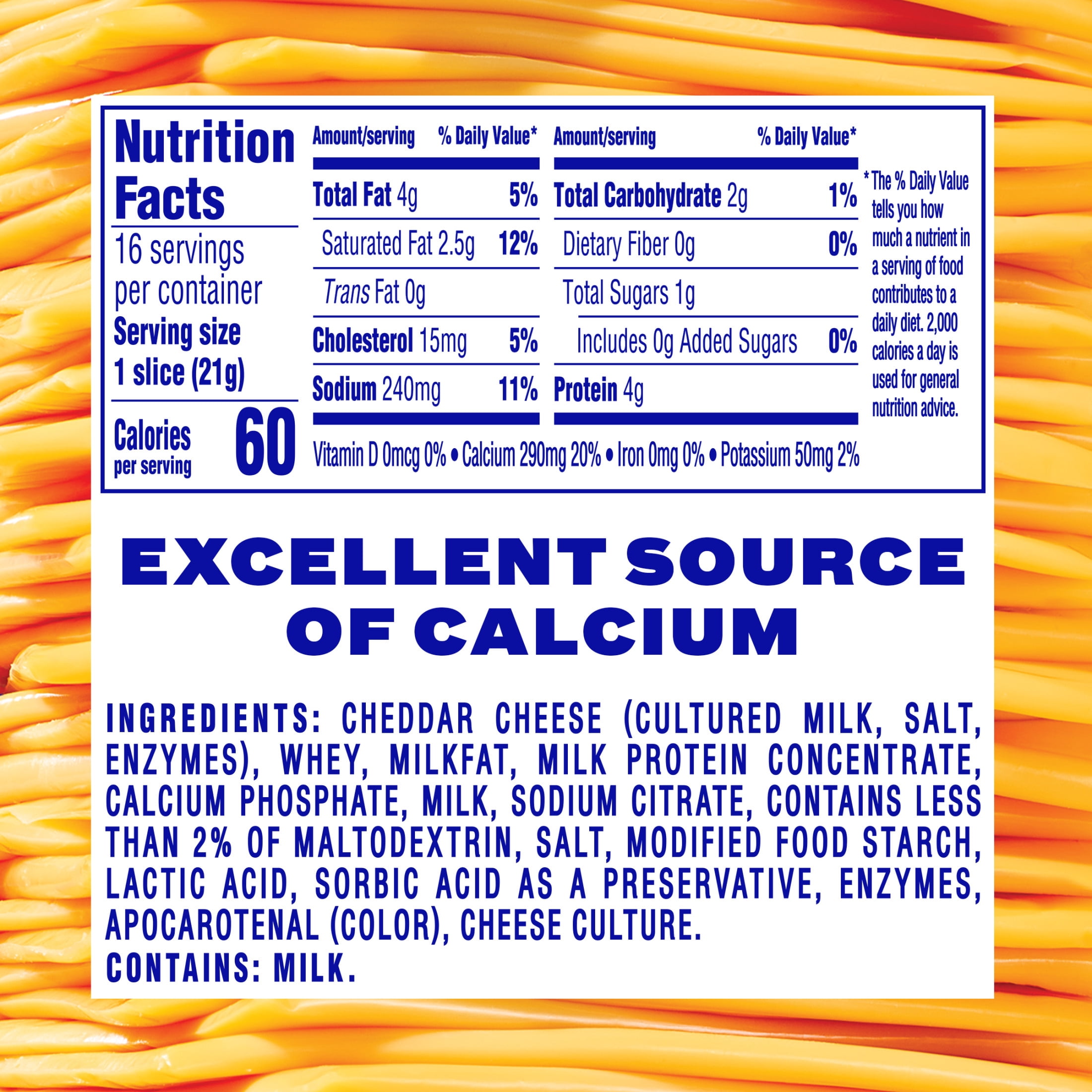 Kraft Singles Sharp Cheddar Slices, 16 Count Pack