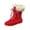 Red, variant on Faux Fur Collar Shoes, Womens Winter Ankle Boots, Faux Fur Collar Lace Up Fleece Lined Booties with Round Toe, Warm Insulated Snow Boots, Comfortable Cold Weather Footwear for Women