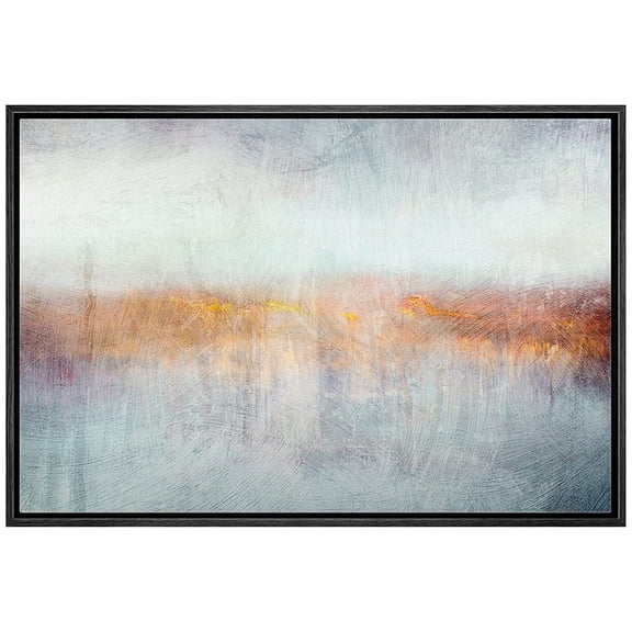 wall26 Framed Canvas Print Wall Art Pastel Blue Orange Paint Landscape Abstract Shapes Illustrations Minimal Decorative Contemporary Multicolor for Living Room, Bedroom, Office - 16"x24" Bl