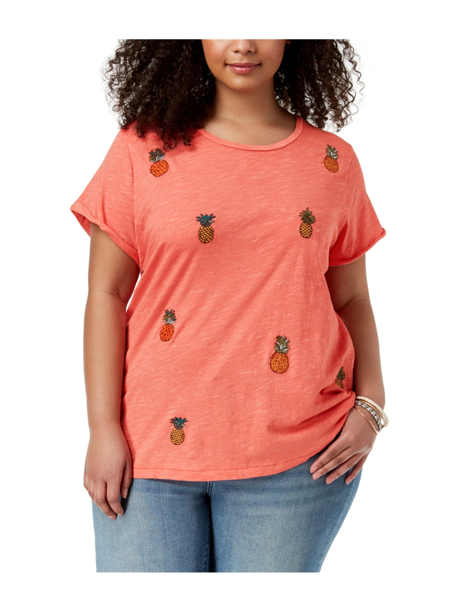 Lucky Brand Lucky Brand Womens Embroidered Embellished TShirt