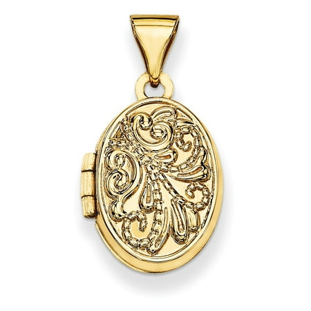 14k Yellow Gold Oval Locket Pendant