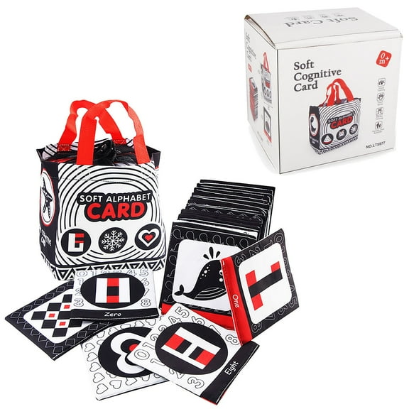 26 PCS Soft Cloth Flash Cards Set - Alphabet & Animal Learning Cards with Carry Bag for Toddlers, Soft Alphabet Cards Baby Soft Alphabet Cards Toys