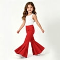 thumbnail image 6 of EnJoCho Toddler Girls Baggy Bell-Bottom Pants Loose Wide Leg Elastic High Waist Ruffled Flared Trousers Little Girls Soft Knit Flared Pants Elastic High Waist Bell Bottom Pants, 6 of 7
