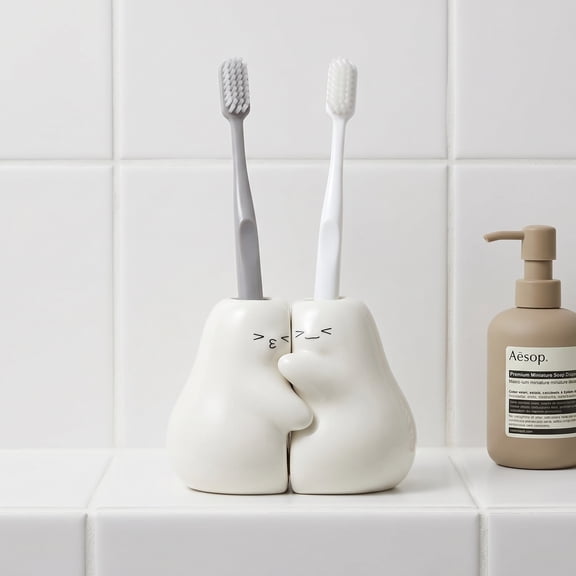 Ceramic Toothbrush Holder for Bathroom, Cute Tooth Brush Holders for Bathroom Countertop Home Office Table Decor