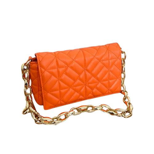 A female pu flip-up slanting shoulder bag with halo-dyed metal chain  magnetic buckle diaphragm square bag