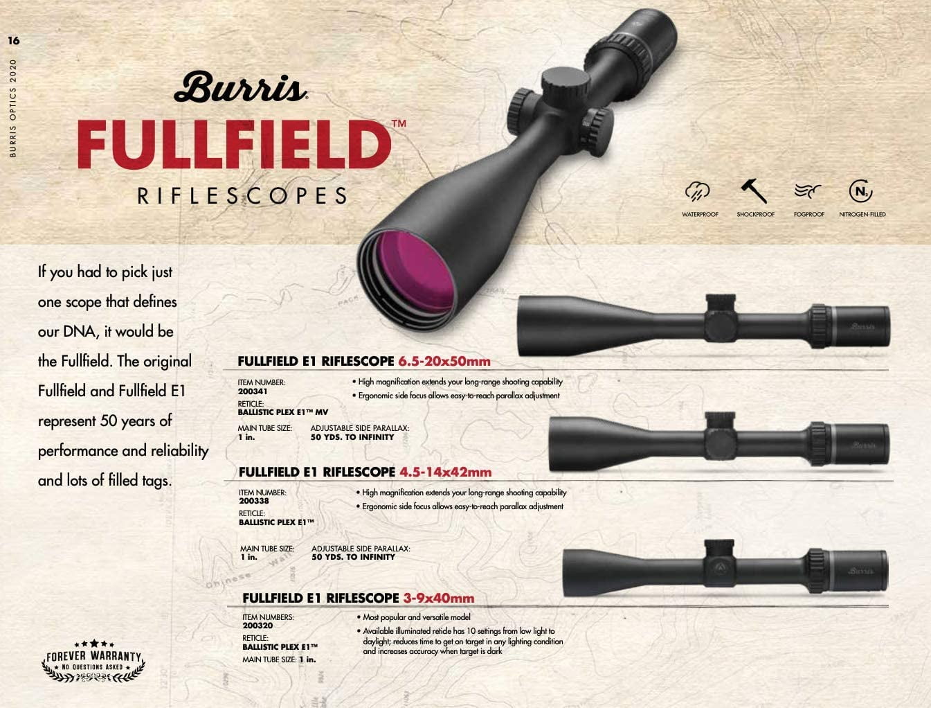 Burris Optics Fullfield E1 4.5-14x42 SF Scope, Ballistic Plex E1 Reticle 200338 Burris Fullfield E1 4.5-14x42mm Rifle Scope Long Range MOA Reticle