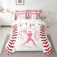 thumbnail image 3 of Erosebridal Pink Dripping Baseball Stitch & Batter Silhouette Graphic Bedding Comforter Set 7 Pieces, Baseball Graphic Full Bedding Set for Girls Kids,Lightweight Room Decor, 3 of 5