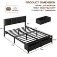 thumbnail image 6 of Satifur Full Size Upholstered Headboard Metal Bed Frame with LED Lights, 2 Drawers, Charging Station, Black leather, 6 of 9