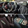 thumbnail image 4 of Pzuqiu 14 Pcs Automobile Interior Sets Front Rear Seat Covers for Cars Steering Wheel Seat Strap Pads Armrest Pad Headrest Covers Coasters Aztec Horse Fit Most SUV Van Sedan Truck, 4 of 7