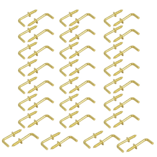 Unique Bargains 21mm Length Copper Plated Self-Tapping Right-angle L Shape Screw Hook 50pcs