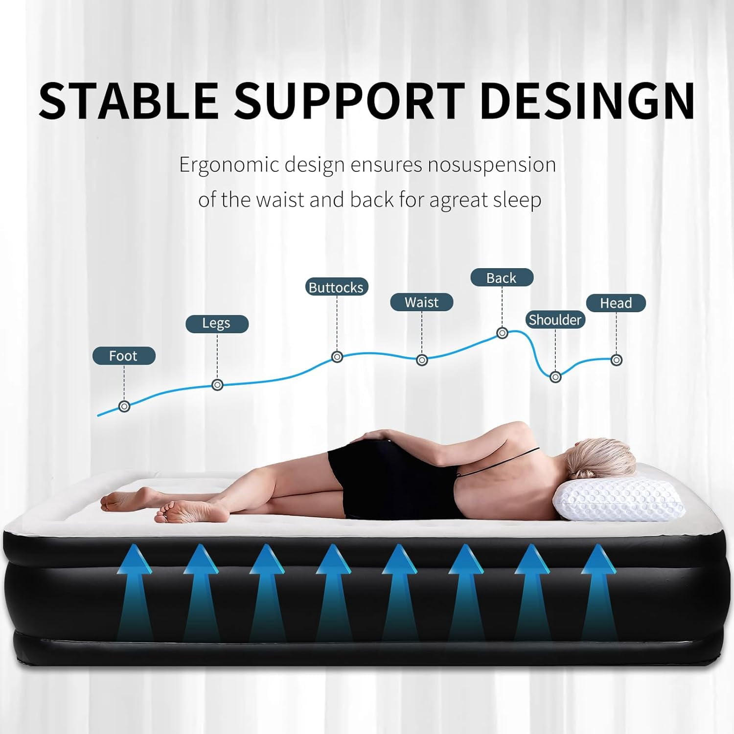 Air Mattress Full with Built in Pump, Upgraded 18 inch Raised Comfortable Blow Up Airbed with Carrying Bag, Portable Inflatable Mattress for Camping, Home, Guests