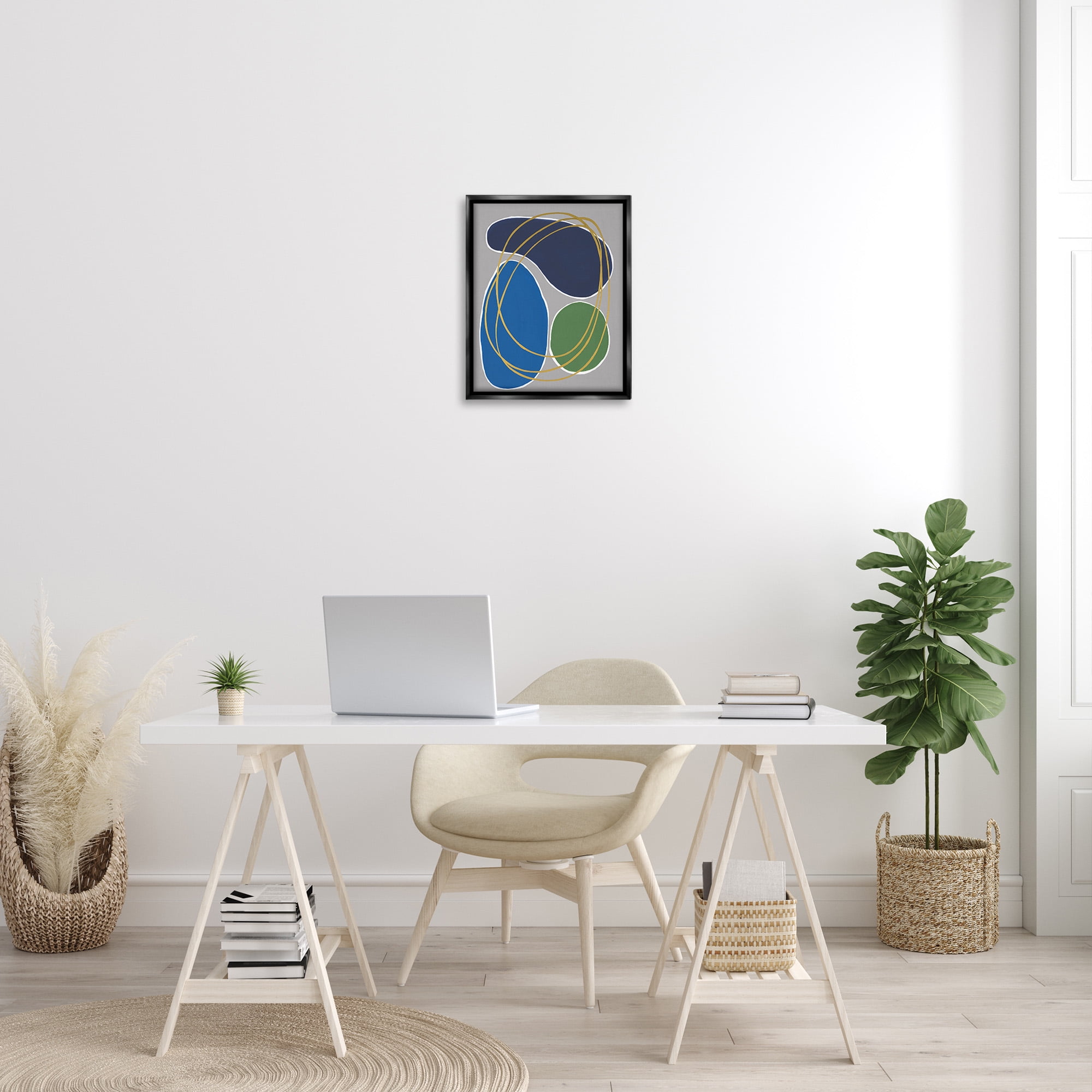 Stupell Industries Abstract Oblong Shapes Abstract Painting Black Floater Framed Canvas Art Print Wall Art, 17 x 21