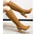 thumbnail image 7 of KIJBLAE Women's Knee High Boots Fashion Suede Block Heel Round Toe Over The Knee Boots Chunky Heel Fall Winter Boots Brown 37, 7 of 7