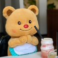 thumbnail image 4 of Muñeco de peluche de oso de mantequilla, juguete Kawaii de pie, Animal familiar feliz, regalo para niños993, 4 of 4