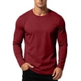 thumbnail image 6 of Daiosportswear Men's Cotton Crewneck T-Shirts Long Sleeve Plain Tee Moisture Wicking Casual Solid Color Tshirts Wine M, 6 of 8