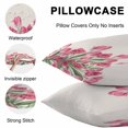 thumbnail image 5 of Throw Pillow Covers 16x16 Inch Set of 2, Pink Tulip Flower Waterproof Outdoor Pillow Covers, Spring Floral Leaves Plants Retro Beige Decorative Cushion Pillowcases for Couch, Sofa, Bed, Garden, Patio, 5 of 9