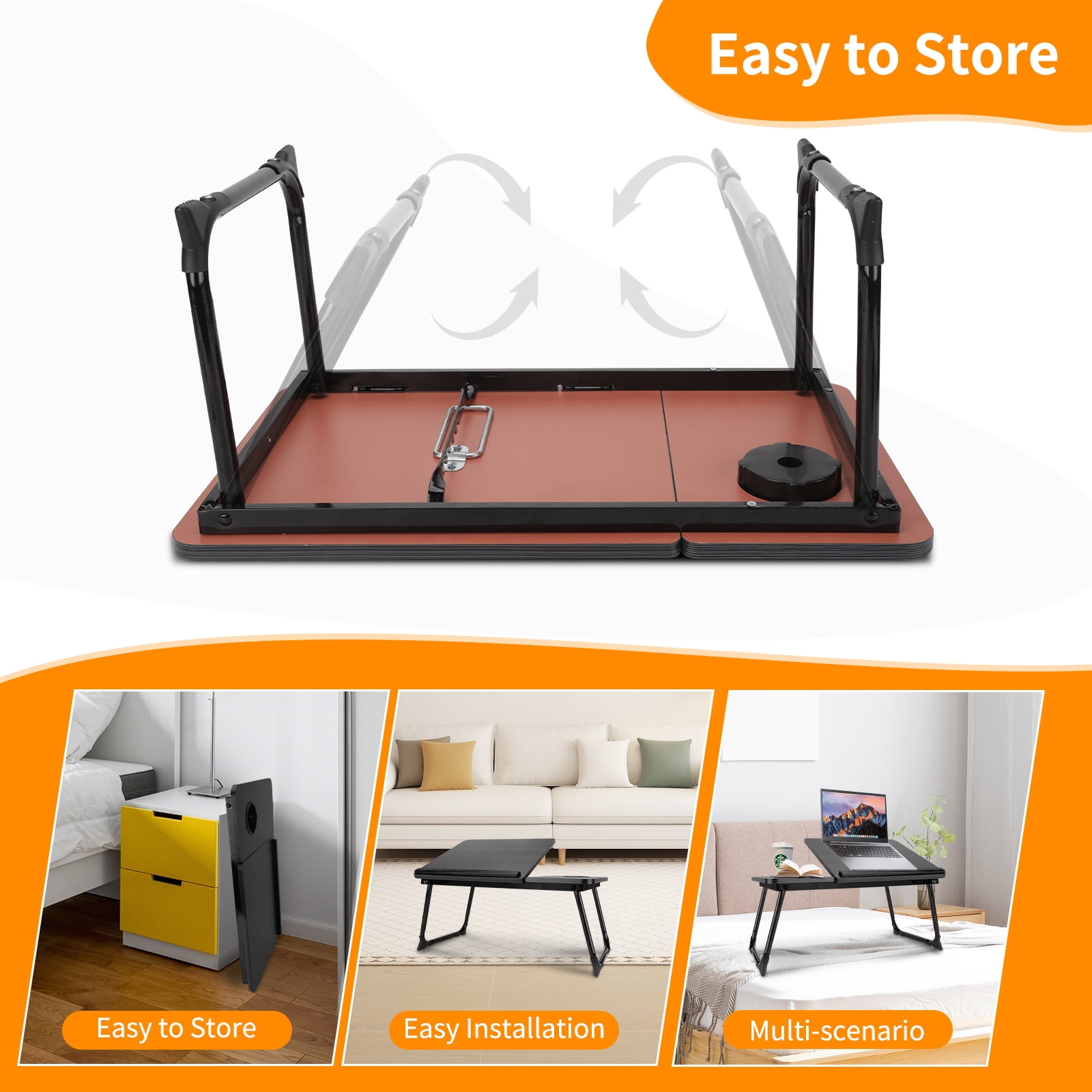 Laptop Bed Tray Table, WLRETMCI Foldable Lap Desk for Bed and Sofa, Laptop Desk Notebook Stand for Eating Breakfast, Reading Book, Watching Movie on iPad