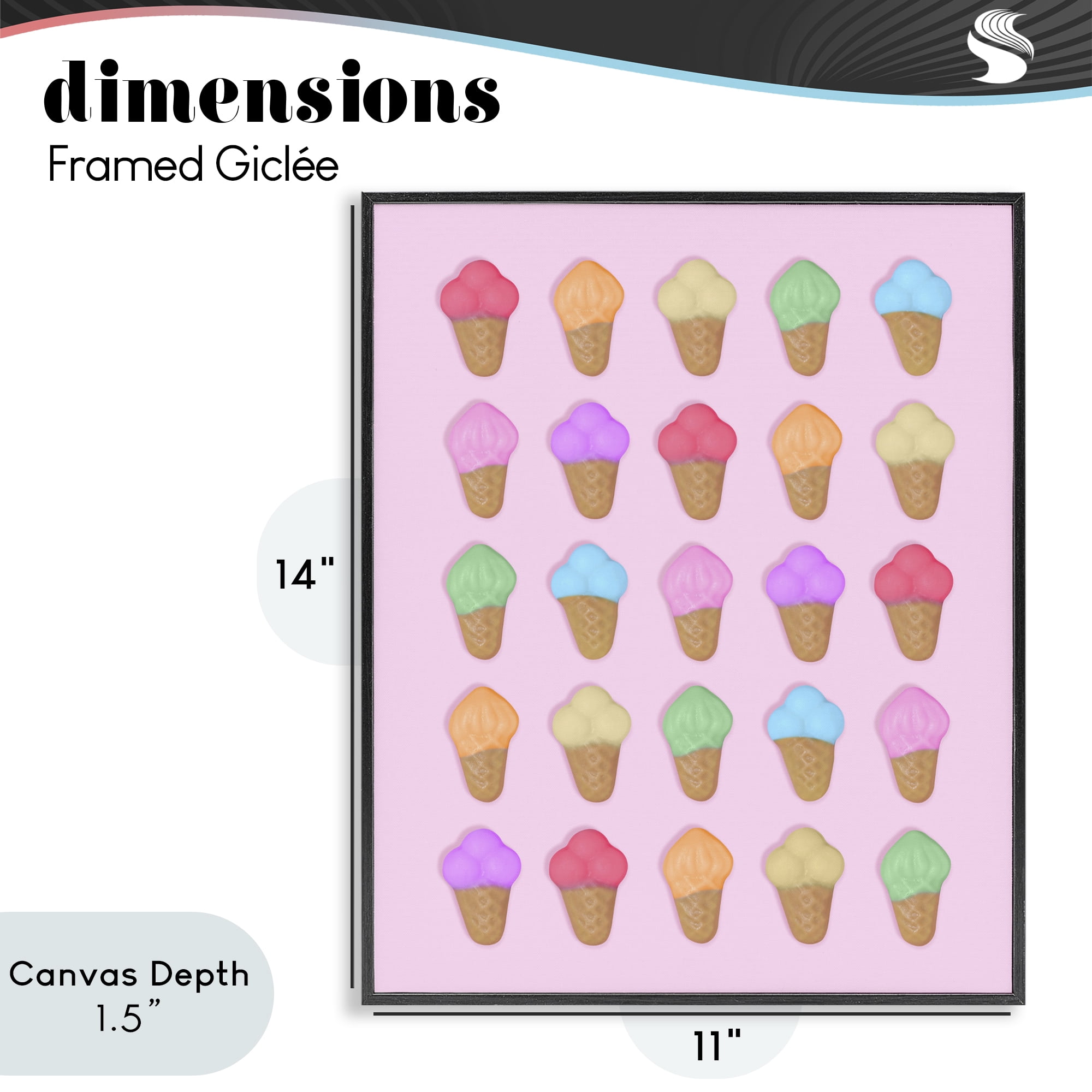 Stupell Industries Ice Cream Shaped Candies Black Framed Giclee Art, design by LISH Creative