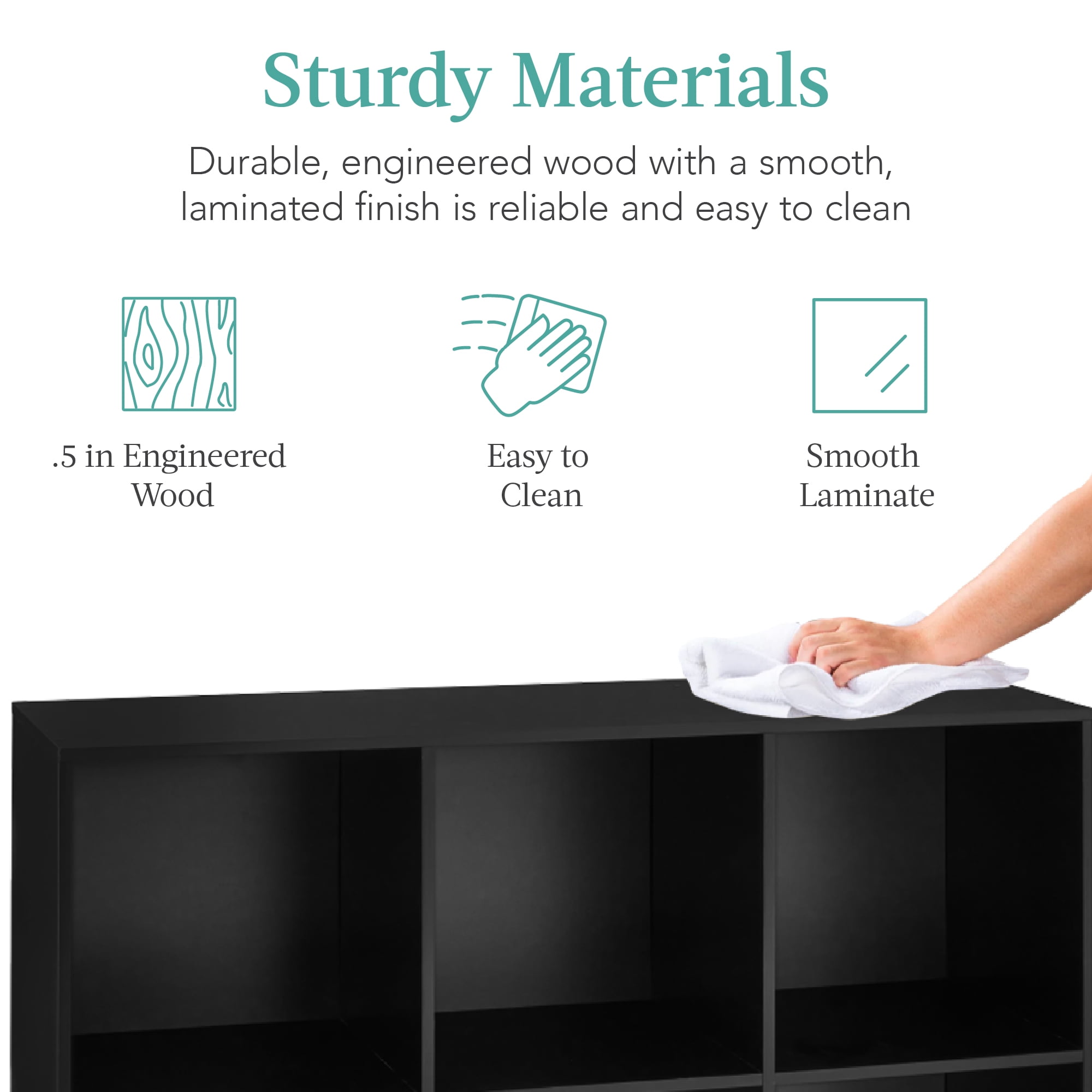 Best Choice Products 6-Cube Bookshelf, 13.5in Display Storage System, Organizer w/ Removable Back Panels - Black