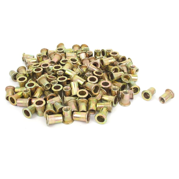 300 Pcs M6x15mm Tuerca de inserción roscada de remache ciego con cuerpo estriado
