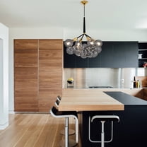 GMizon 31 inch modern high-grade glass ball chandelier, 4-head bedroom lighting fixture, suitable for living room, study and dining room