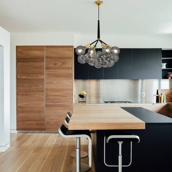 GMizon 31 inch modern high-grade glass ball chandelier, 4-head bedroom lighting fixture, suitable for living room, study and dining room