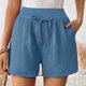 thumbnail image 1 of MKLEKYY Pantalones Cortos Deportivos Holgados de Cintura Alta con Dobladillo Plisado de Doble Capa y Pierna Recta para Mujer, 1 of 4