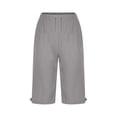 thumbnail image 4 of HKYNLAG Bermuda Shorts For Women Linen Shorts Knee Length Elastic Waist Long Shorts Casual Summer Shorts Petite Capri Pants Dressy Beach Comfy Pull On Shorts With Pockets Light Gray XL, 4 of 5