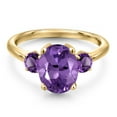 thumbnail image 3 of Gem Stone King 2.80 Ct Oval Purple Amethyst 18K Yellow Gold Plated Silver Ring, 3 of 6