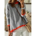thumbnail image 3 of Franhais Women's Spring Autumn Knit Sweater Long Sleeve Crewneck Casual Striped Knitwears, 3 of 7
