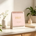 thumbnail image 2 of 2027 Mini Desk Calendar, Small Desktop Calendar, Spiral Standing Desk Calendar, Portable English Daily Monthly Calendar, Tabletop Monthly Scheduler for Home & Office Table Decoration, 2 of 4