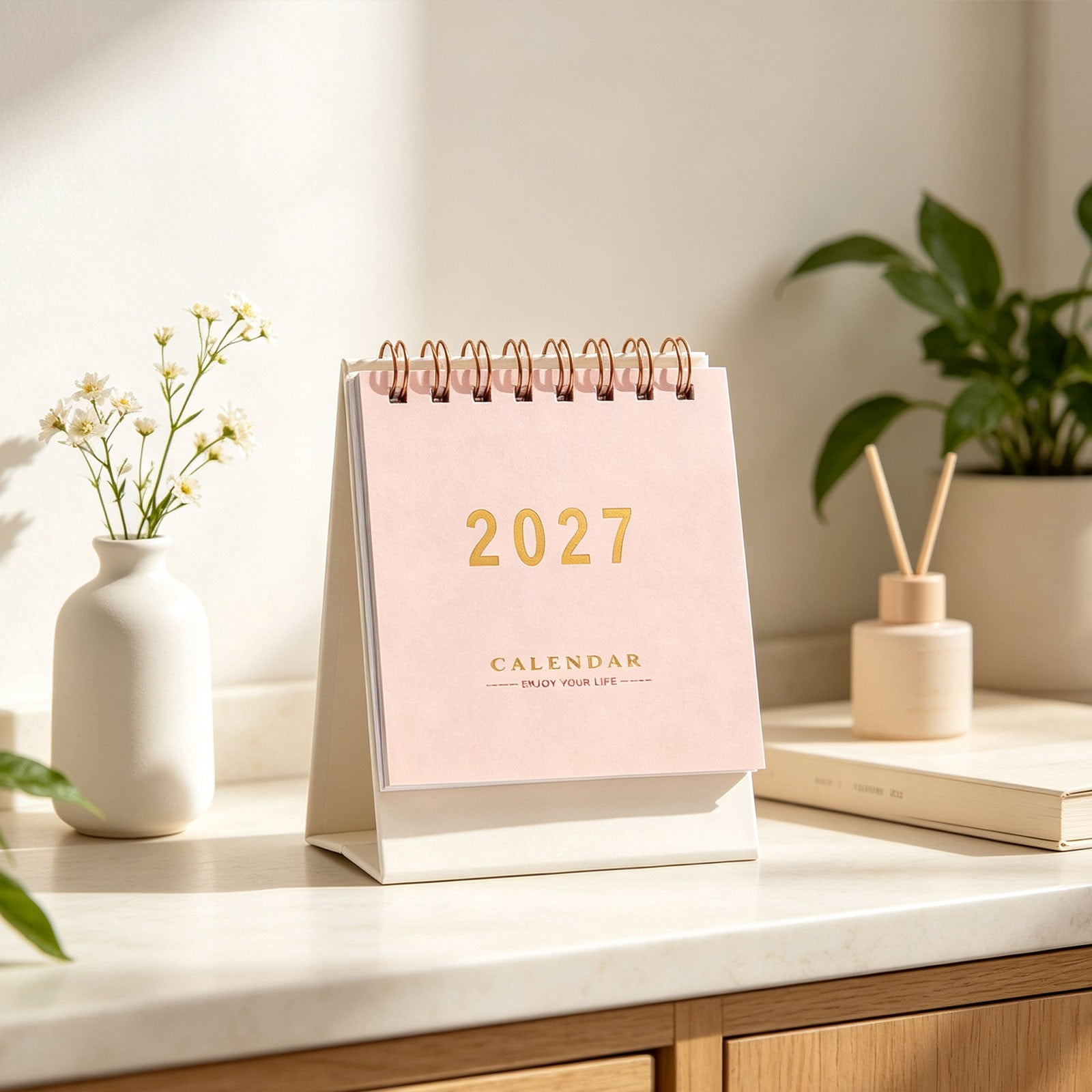 Desk Calendar 2026-2027 Small Standing Flip Desktop Calendars 2027 Compact Desktop Monthly Schedule Organizer Portable Desk Accessory Monthly Planner Multi‑Purpose Monthly Agenda for Office Desk