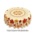 thumbnail image 2 of 59.8 Inch Round Fall Thanksgiving Halloween Polyester Tablecloth Maple Leaf Ghost Pumpkin Print Waterproof Wrinkle Resistant Circular Table Cover for Dining Table Farmhouse Holiday Party Decor, 2 of 6
