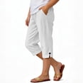 thumbnail image 2 of Posijego Girls Capri Pants Summer Casual Capris Pants Lightweight Cotton Linen Straight Leg Knee Length Pants with Pockets, 2 of 7