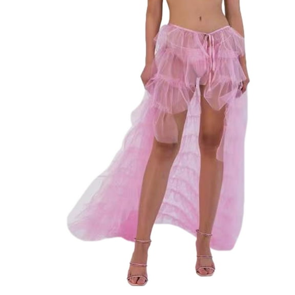 Yokua Tulle Overskirt Train Mesh Tiered Overlay Long Tutu Skirts Wedding Train Skirt