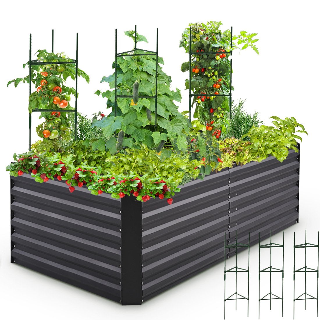 Quictent 6x3x2ft Outdoor Metal Raised Garden Bed, Planter Box for