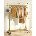 thumbnail image 2 of Sakugi Clothes Rack - Heavy-Duty Stainless-Steel Clothing Rack for Hanging Clothes with Mesh Shelf & Lockable Wheels, Versatile Garment Organizer with Anti-Slip Stoppers, Gold, 2 of 8
