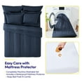 thumbnail image 3 of 8 Piece Quilted Solid Stripe Comforter, Sheet Set and Mattress Protector Bedding Bundle- Navy Blue, 3 of 4