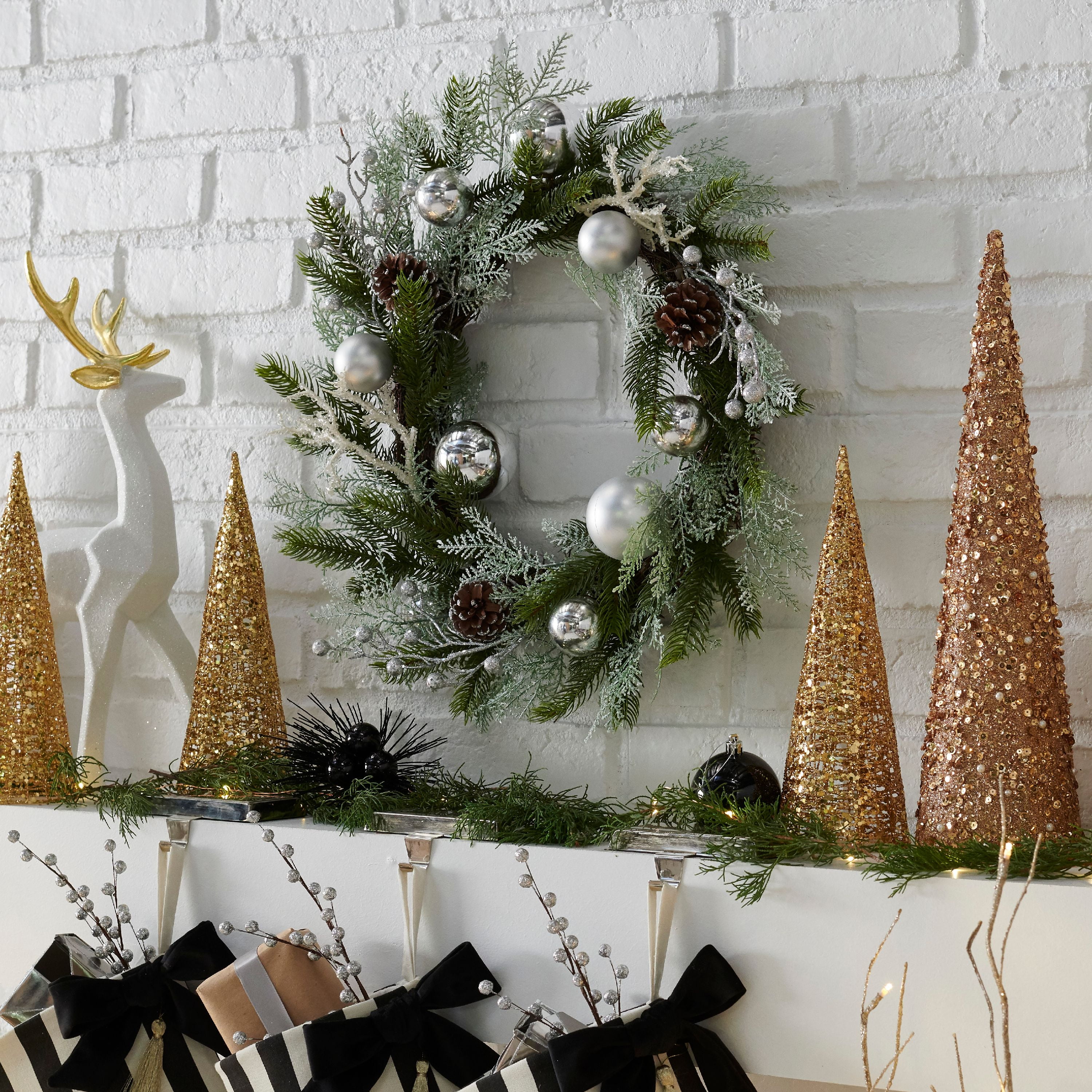 Belham Living Silver Iced Christmas Wreath, 24 in