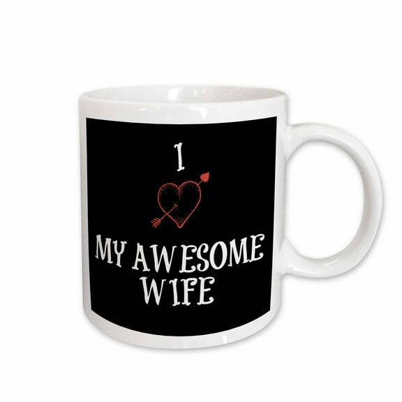3drose, I Love My Awesome Wife, Red Heart, Black Background, 15oz Mug