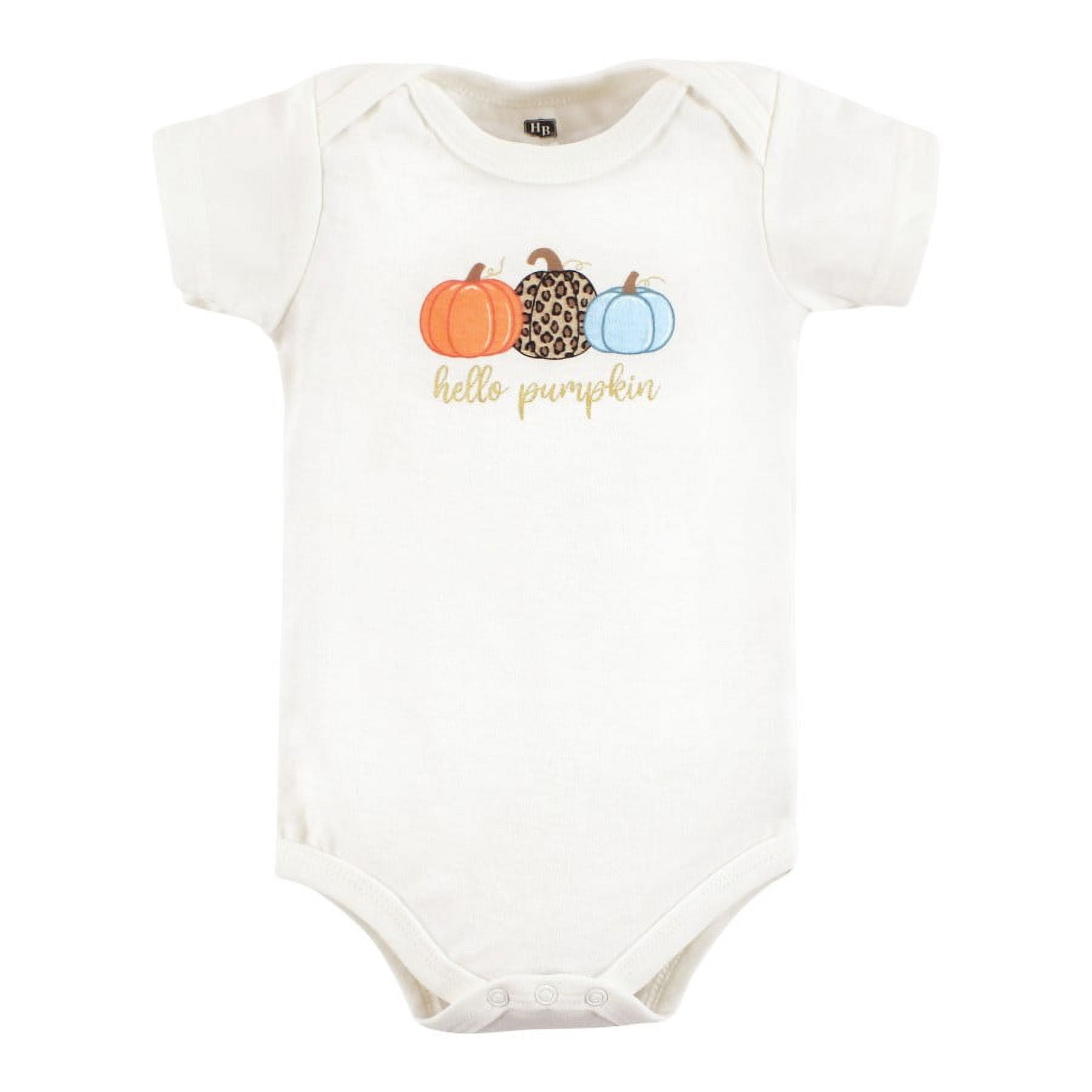 Hudson Baby Infant Girl Cotton Bodysuits, Happy Fall, 3-6 Months