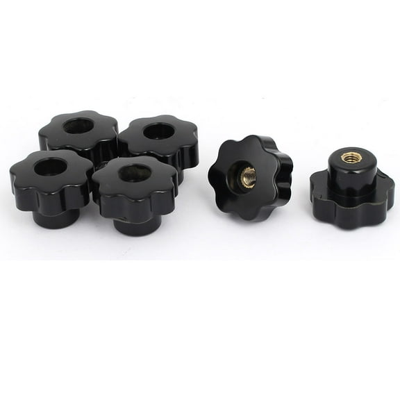 M6 Female Thread 30mm Dia Plastic Star Head Screw On Clamping Knobs Grip 6pcs