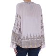 thumbnail image 3 of FREE PEOPLE Womens Purple Printed Bell Sleeve Knit Bell Sleeve V Neck Top XS, 3 of 3