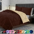 thumbnail image 4 of Elegant Comfort Reversible Down Alternative Comforter Set, Soft Microfiber All-Season Bedding, Lightweight Wrinkle & Fade Resistant Comforter,King/Cal King, Brown/Cream, 4 of 4